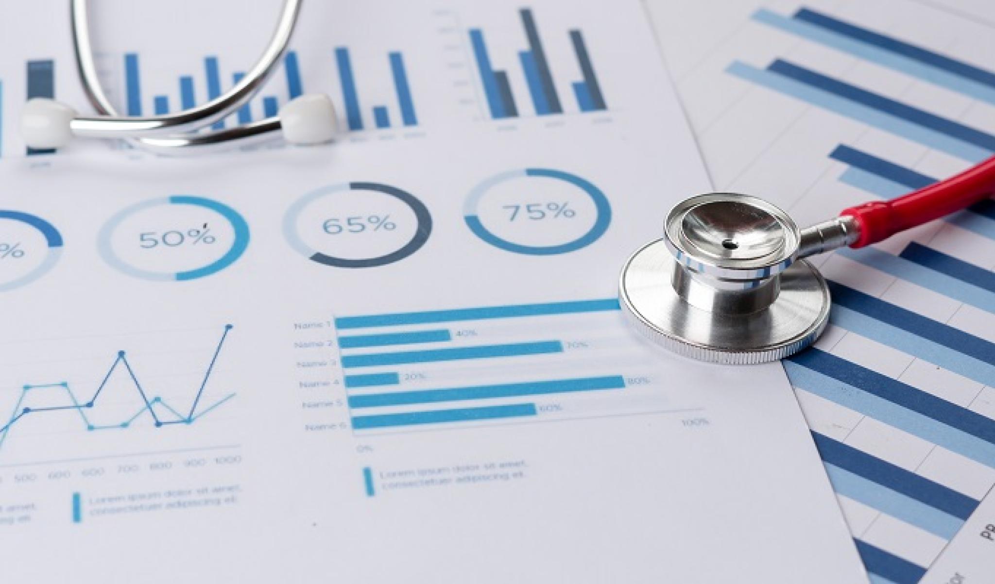 Image of stethoscope on top of pages of charts by PaeGAG used under Adobe Education License 